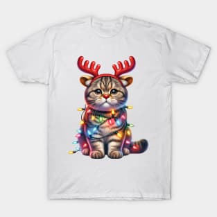 Christmas Red Nose Scottish Fold Cat T-Shirt